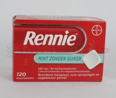 RENNIE MINT ZONDER SUIKER 120 KAUWTABL (geneesmiddel)